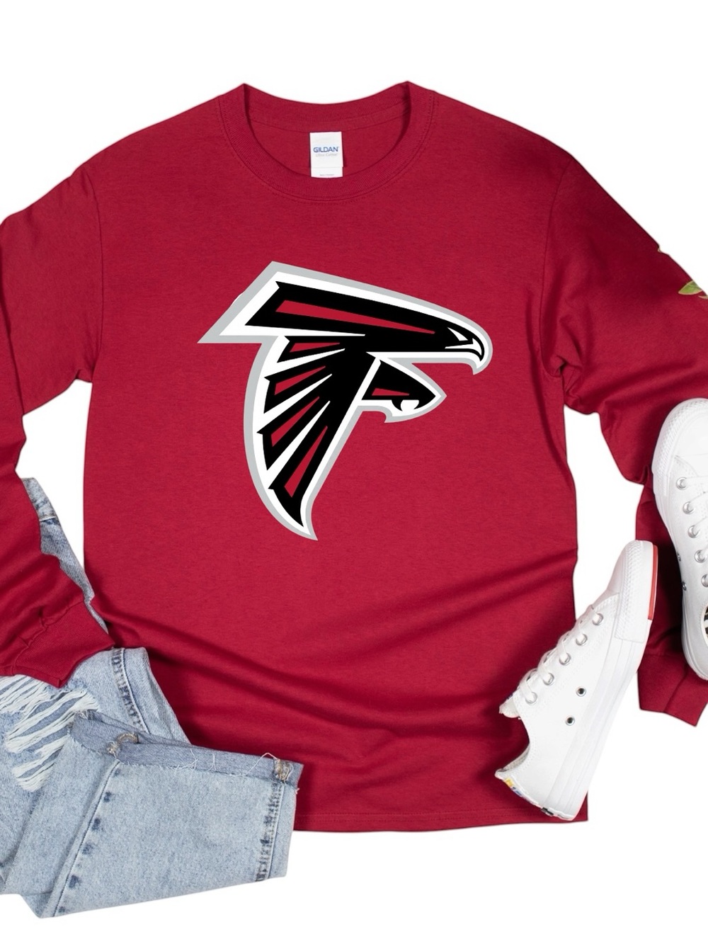 Atlanta Falcons Black long sleeve t-shirt  faux rhinestone unisex S M L XL